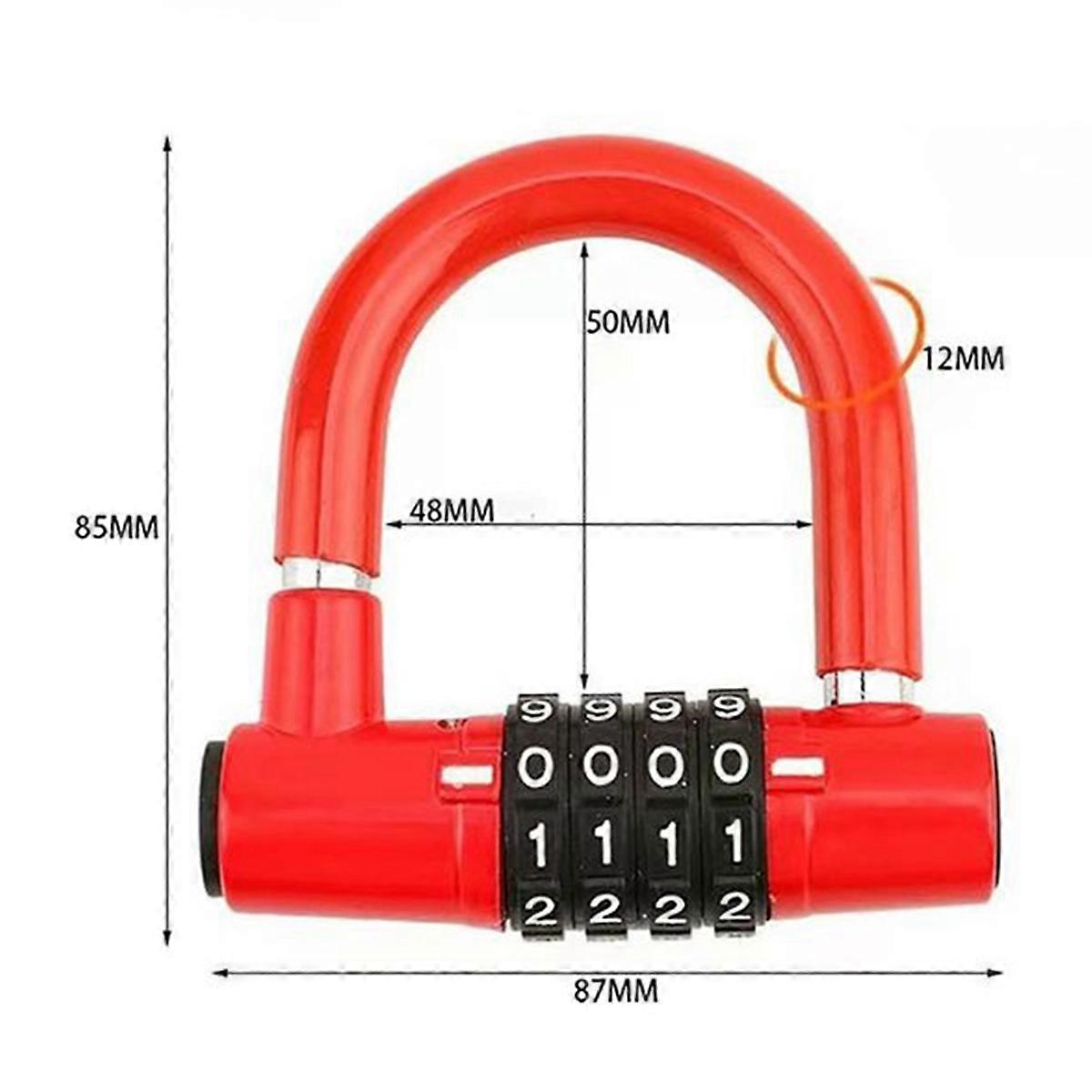 Convenient 4 Digit Code Bicycle Security Lock U Shape Anti Theft Motorcycle Ring Lock Password Lock for Outdoor Riding