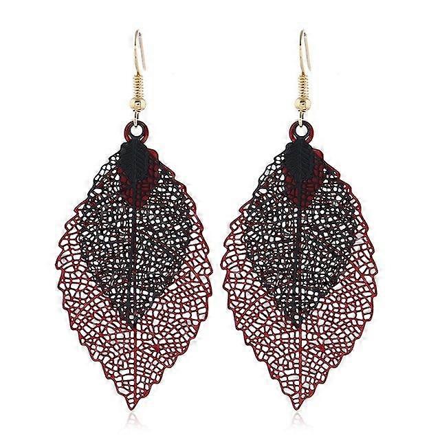 Vintage Leaves Drop Earrings Luxury Boho Bohemian Leaf Dangle Earrings Hollow Out