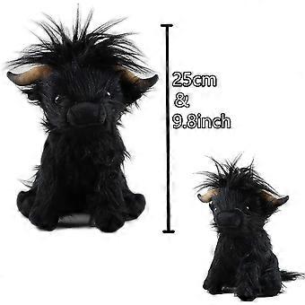 25cm Realistic Highland Cow Plush Stuffed Animal - Soft Cuddly Toy for Home Decor & Collectibles