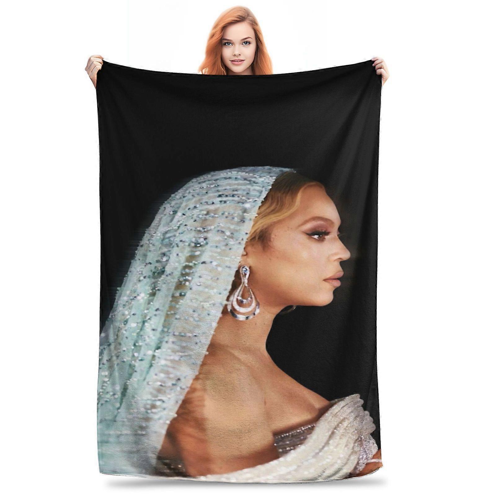 [Blødt brudeslør tæppe] Ultra Blød, Anti-Pill Beyonce Brudeslør Print Flannel Fleece Tæppe - Moderne stil, 100% Polyester, Ma