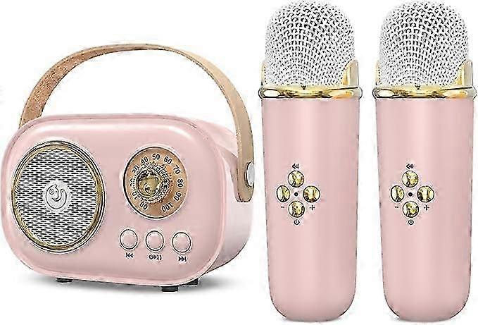 キッズカラオケマシン、ポータブルBluetoothスピーカー、ワイヤレスマイク2本付き、6ボイスチェンジエフェクト、3〜18歳の子供向けクリスマスバースデーギフト