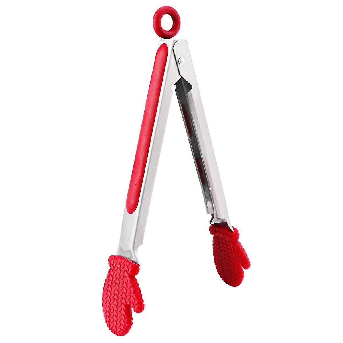 Red Silicone Tips Kitchen Tongs for Cooking and Serving 30cm