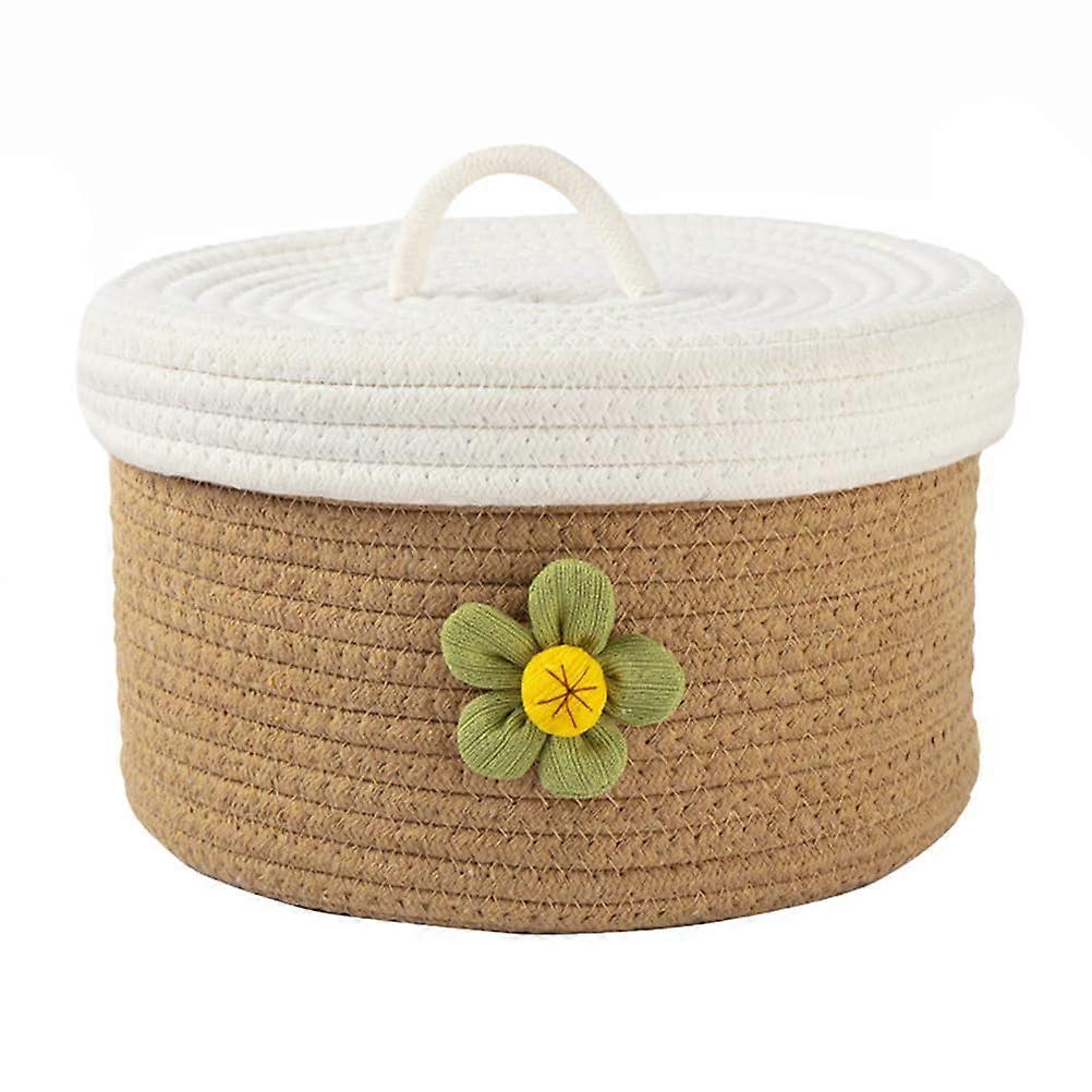 Cotton Rope Storage Basket with Lid - Large Round Organizer for Pet Toys, Home Decor, and Nursery Storage