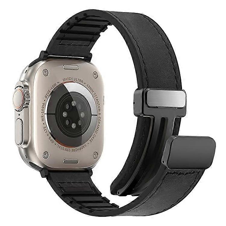 KALEBOL Magnetic Watch Strap Compatible For Apple Watch Series 10 9 8 7 SE 6 5 4 3 2 1 42mm 41mm 40mm 38mm Leather+Silicone Band