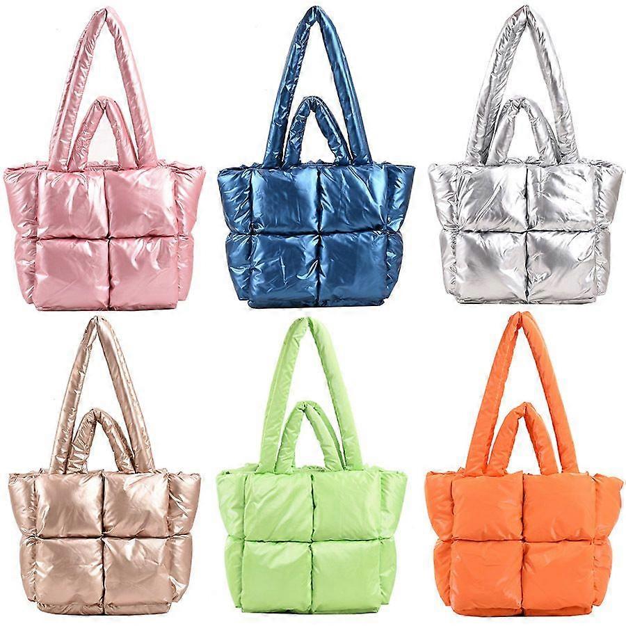 Women's Down Bag with Wrinkles Soft Space Bag Square Portable Single Shoulder Bag Simple Cotton Bag