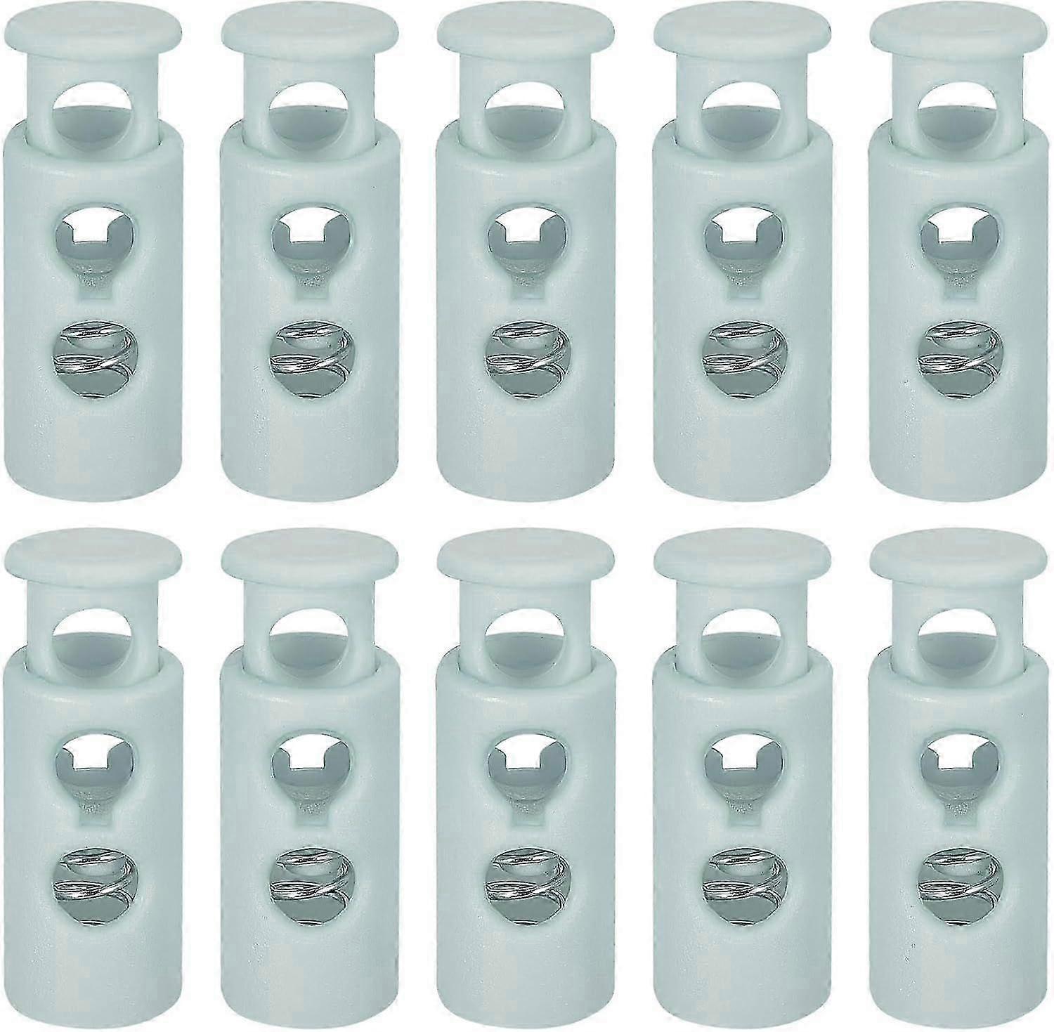 30Pcs Plastic Cord Lock Draw String Double Hole Spring Toggle Stoppers Spring
