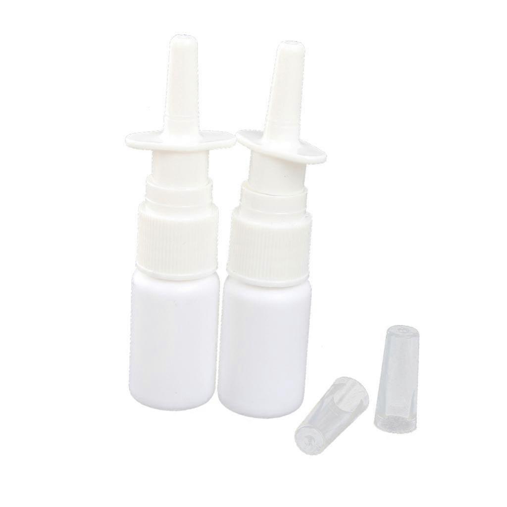 2x Refillable White Plastic Nasal Spray Bottle Pump Sprayer