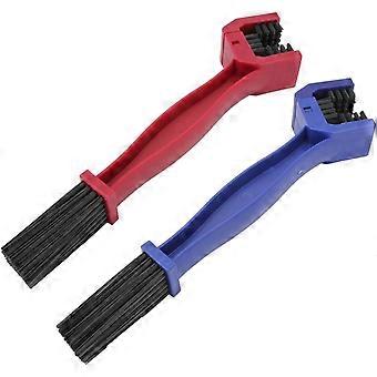 2 x Chain Cleaning Brush for Car, Motorcycle, Bicycle, Chain Cleaning Maintenance Tool, Red/Blue