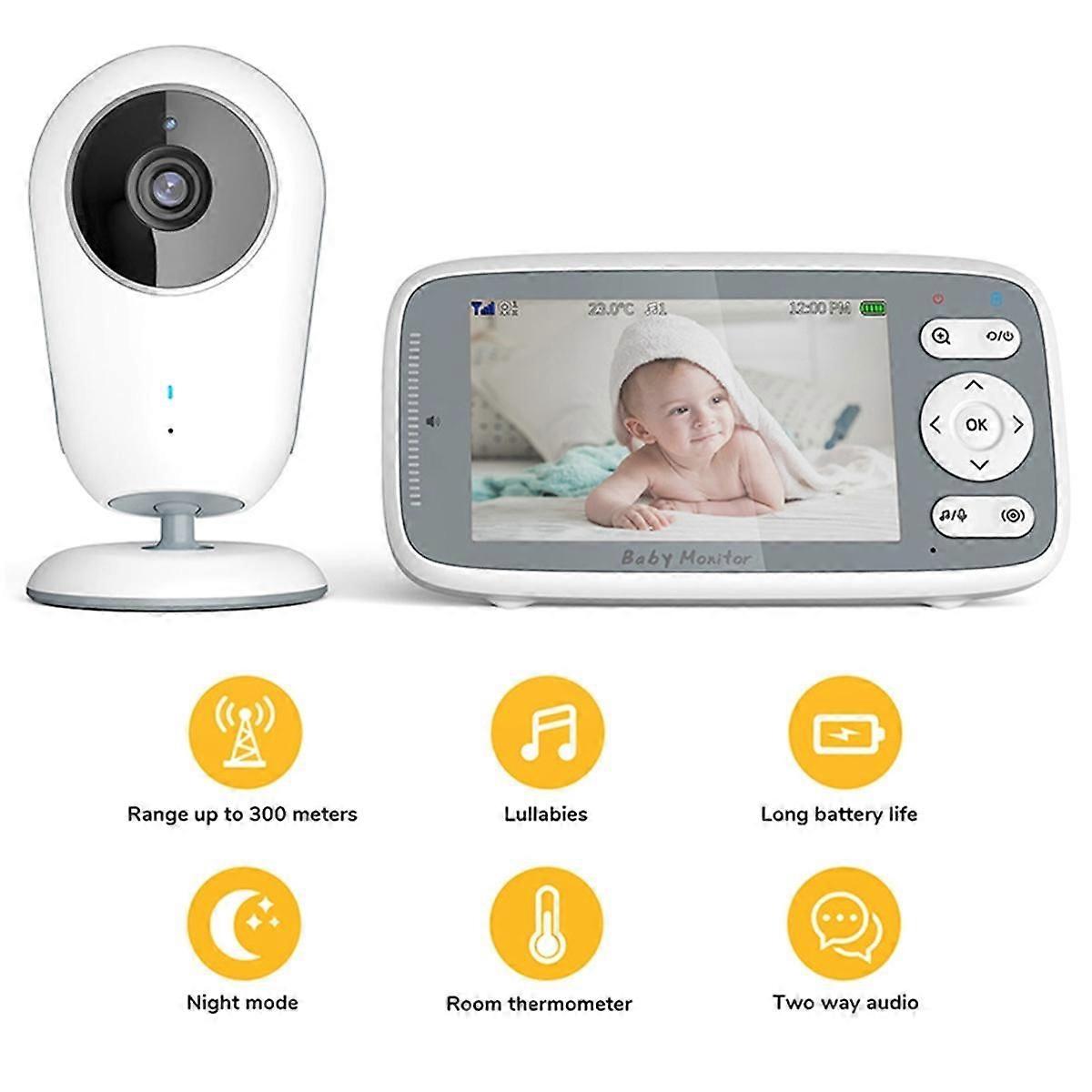 4 Inch Video Baby Monitor Camera 3X Digital Zoom Two Way Audio Auto Night Vision HD Security Camera