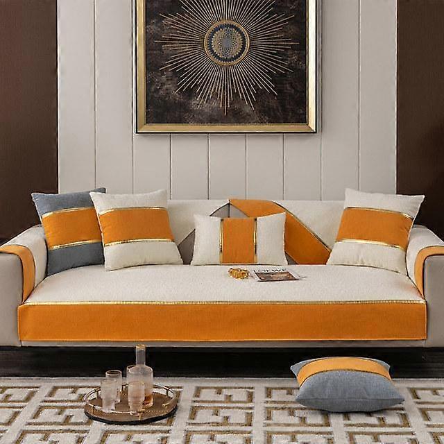 Nordic Luxury Sofa Cover For 3 Seater Gold Strap Loveseat Leather Couch Slipcover Patchwork Chair Furniture Protector Customize