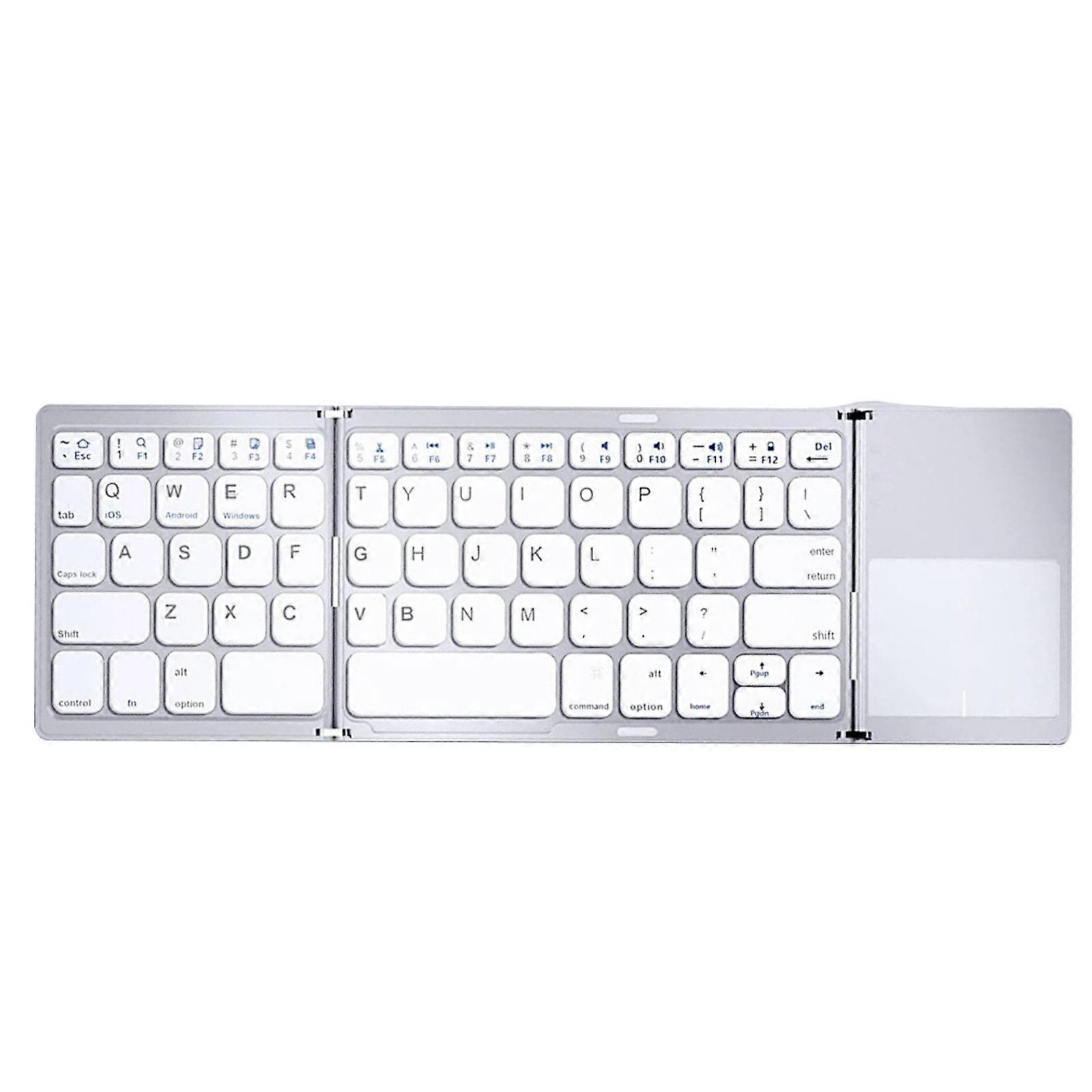 3 Folding Bluetooth-compatible 5.1 keyboards 3 Channel Rechargeable Pocket Size for Phone Flat Silver
