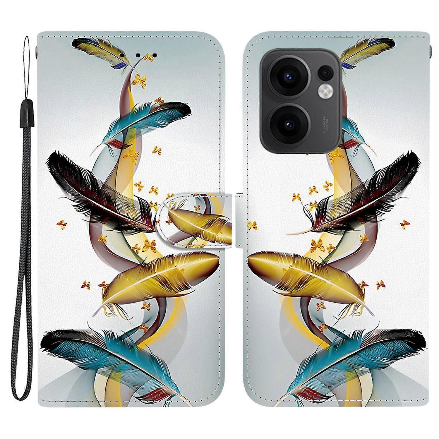 For Oppo Reno13 F 5G Case Pattern Printing Anti-Drop Leather Flip Wallet Phone Cover with Lanyard -