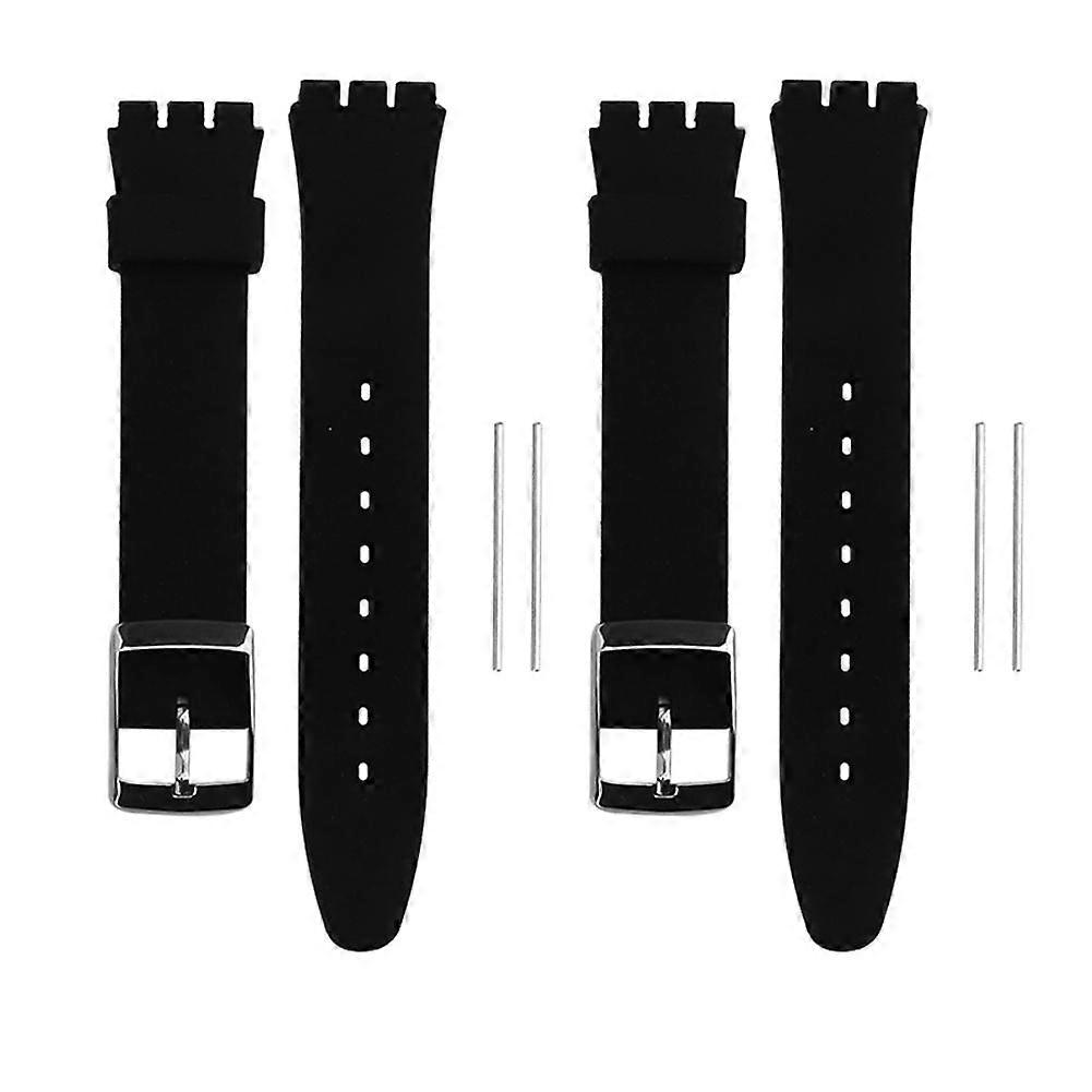 2 Pack Soft Silicone 17mm + 19mm Watch Strap Replacement Accessories