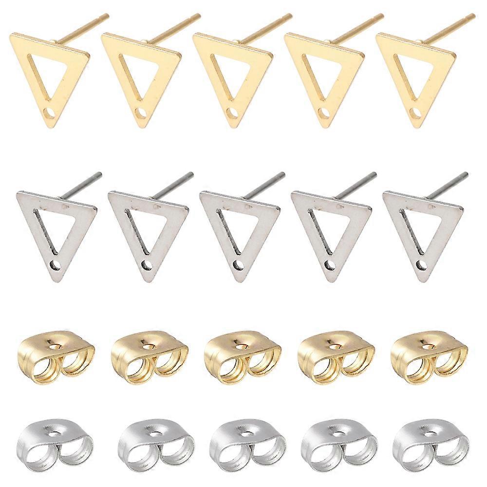 16Pcs 2 Colors 201 Stainless Steel Stud Earring Findings with Hole 304 Stainless Steel Pins and Ear Nuts Jewelry Findings