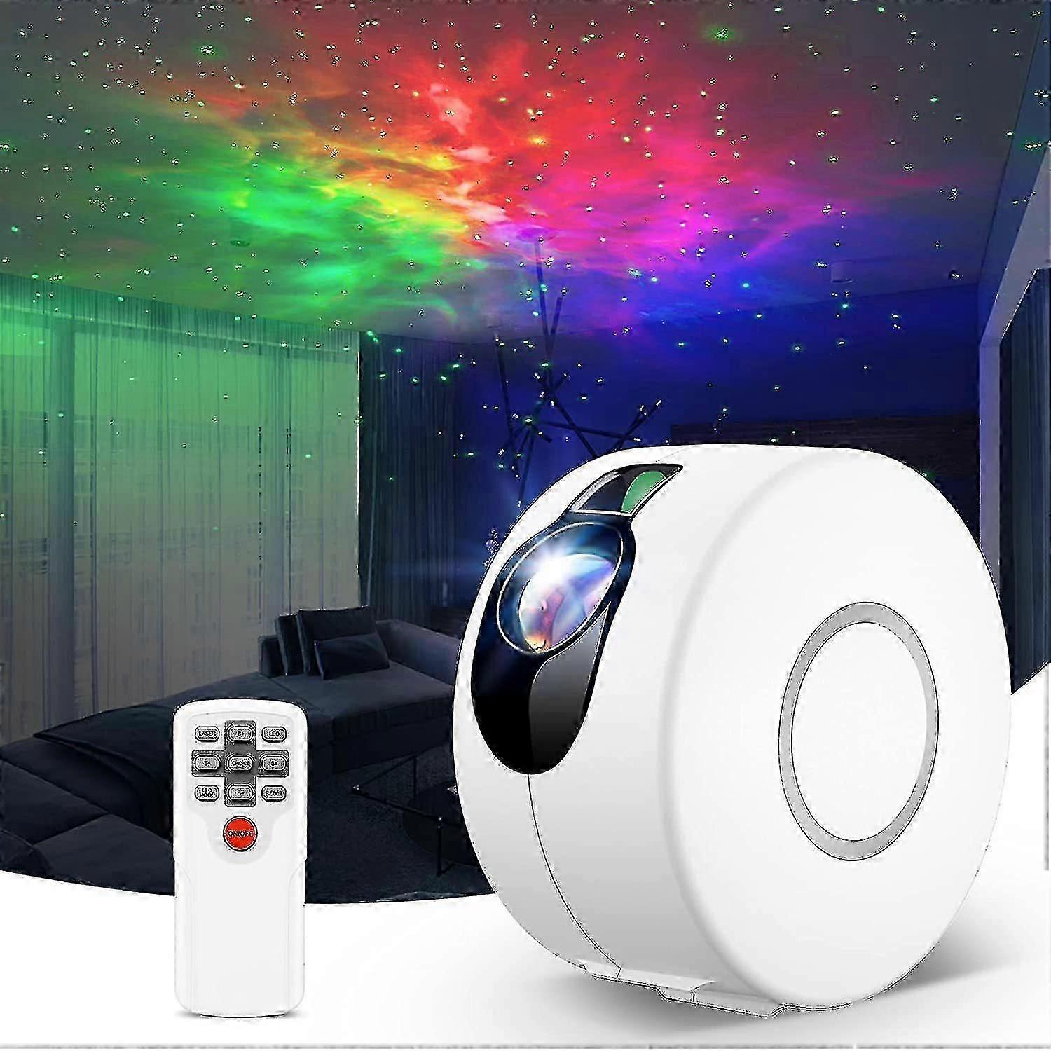 LED starry sky projector, night light projector with remote control(White)