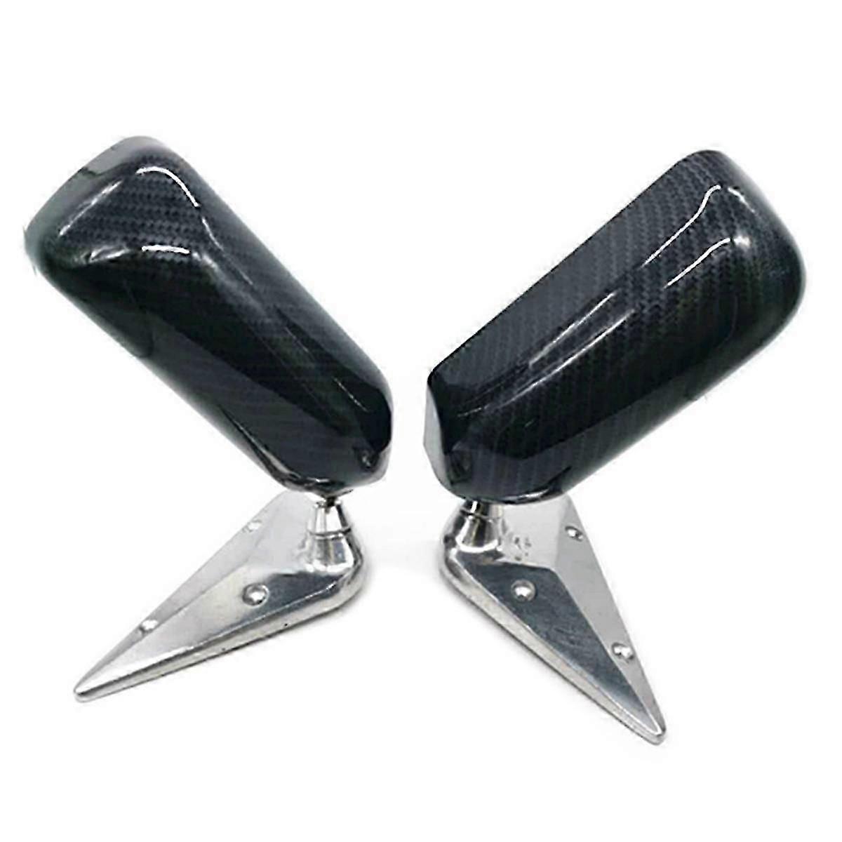 2PCS Universal Car Rearview Side Mirror Craft Square F1 Style with Blue Mirror Metal Bracket Rear V