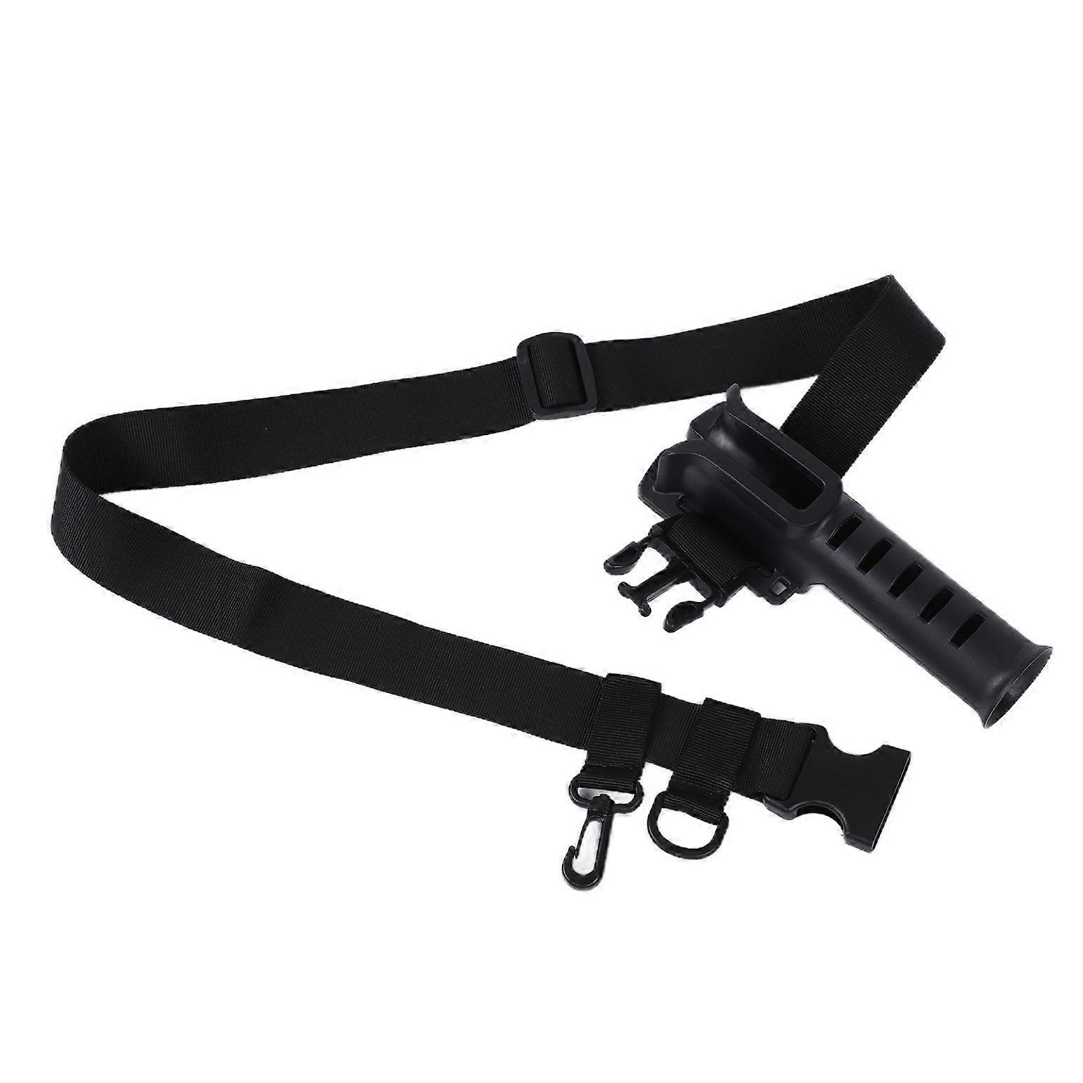 Adjustable Black Fishing Belt with Portable Rod Rack - Corrosion-Resistant Design