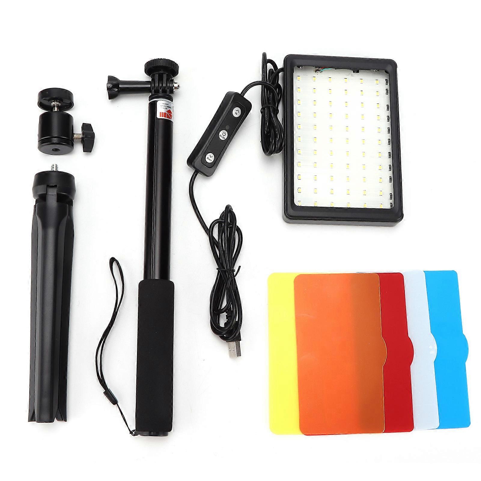 5600K USB LED Video Light with Adjustable 11 Gears Tripod Stand and Color Filters for Tabletop