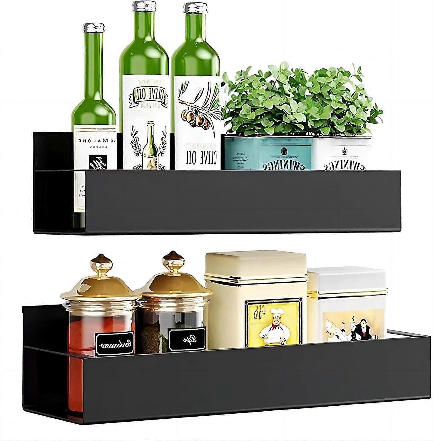 One set - Storage rack - 2-piece black refrigerator rack - without hooks