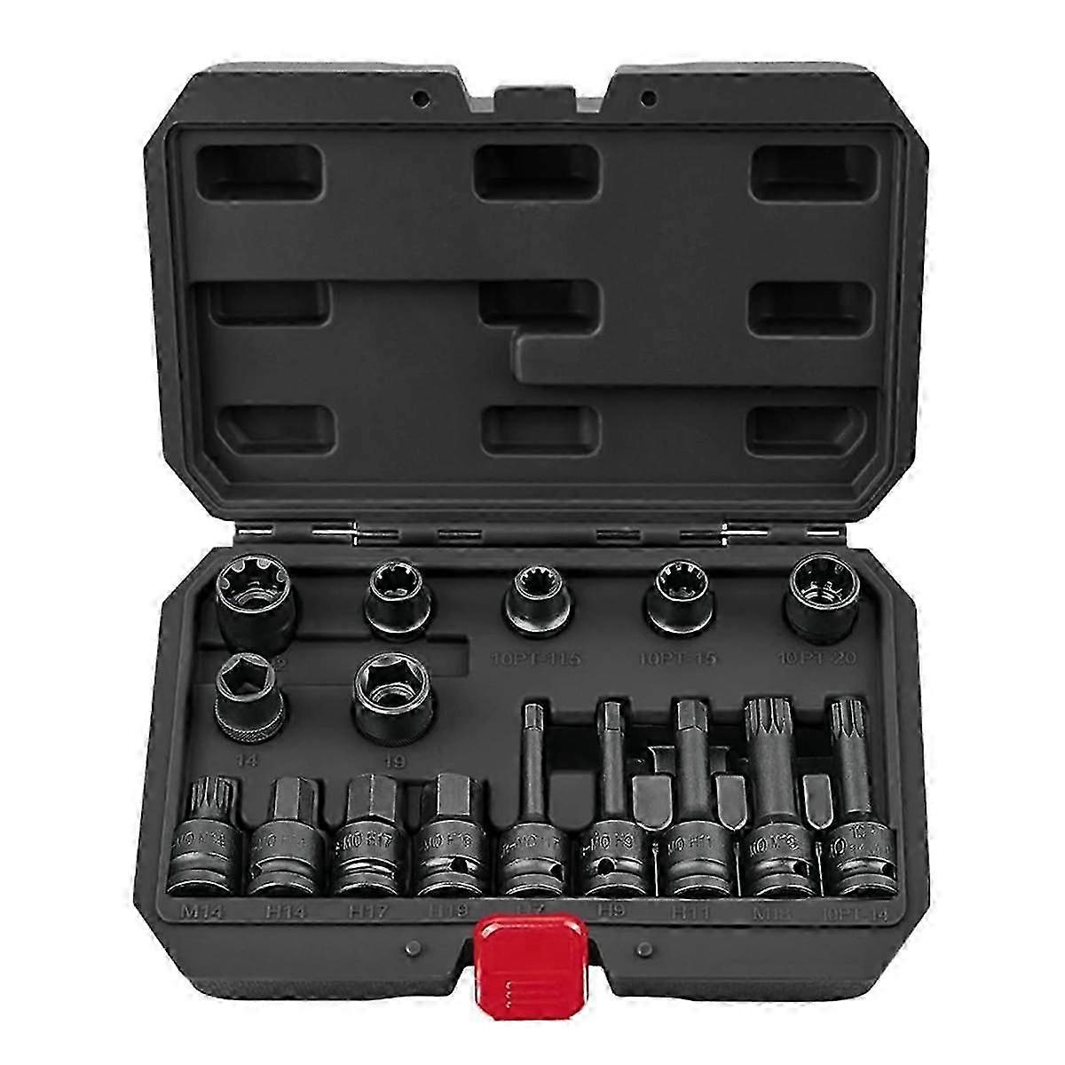 16-Piece Impact Brake Caliper Socket Tool Set , 1/2inch Drive Brake Adjusting Tool for