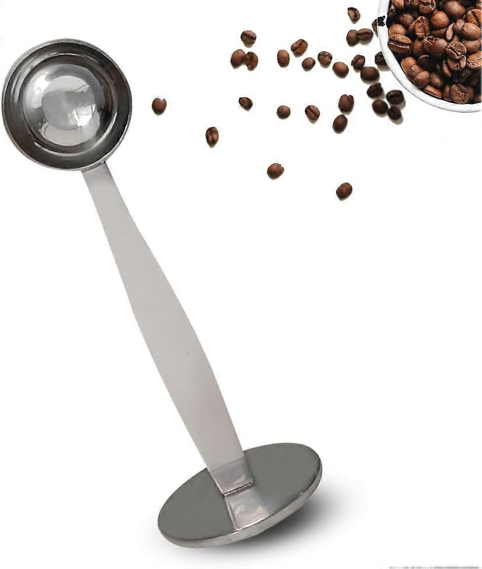 Silver15 ml2-in-1 Coffee Scoops, 304 Stainless Steel Tablespoon Measure Spoon, with Pressed Bottom for Coffee Bean Press Coffee Grinding Pressing