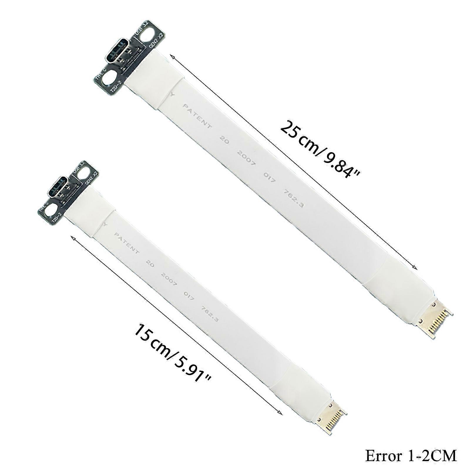 20Gbps USB 3.1 3.2 Type-E Male to USB3.2 Type-C Female Gen2x2 Data Sync & Charge Extension Cable Type C Cord Flat Cable  White