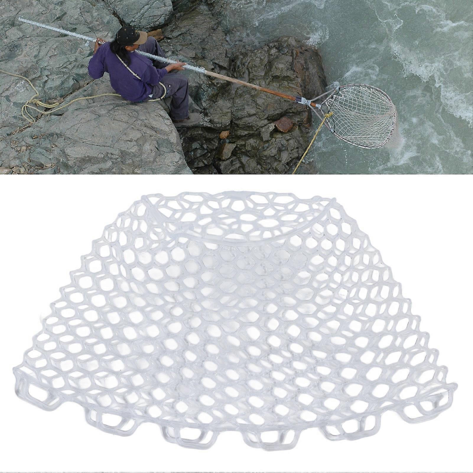 Fly Fishing Landing Net Collapsible Clear Rubber Replacement Bag for Angler White 21cm Depth 