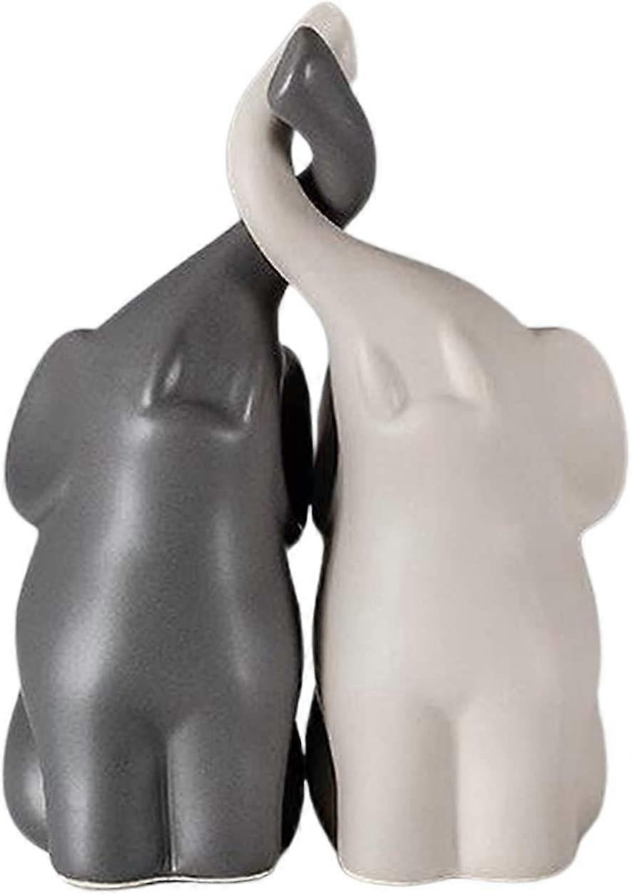 Ceramic Elephant Couples Figurines Set for Home Decor Small Size Housewarming Gift Sculptures