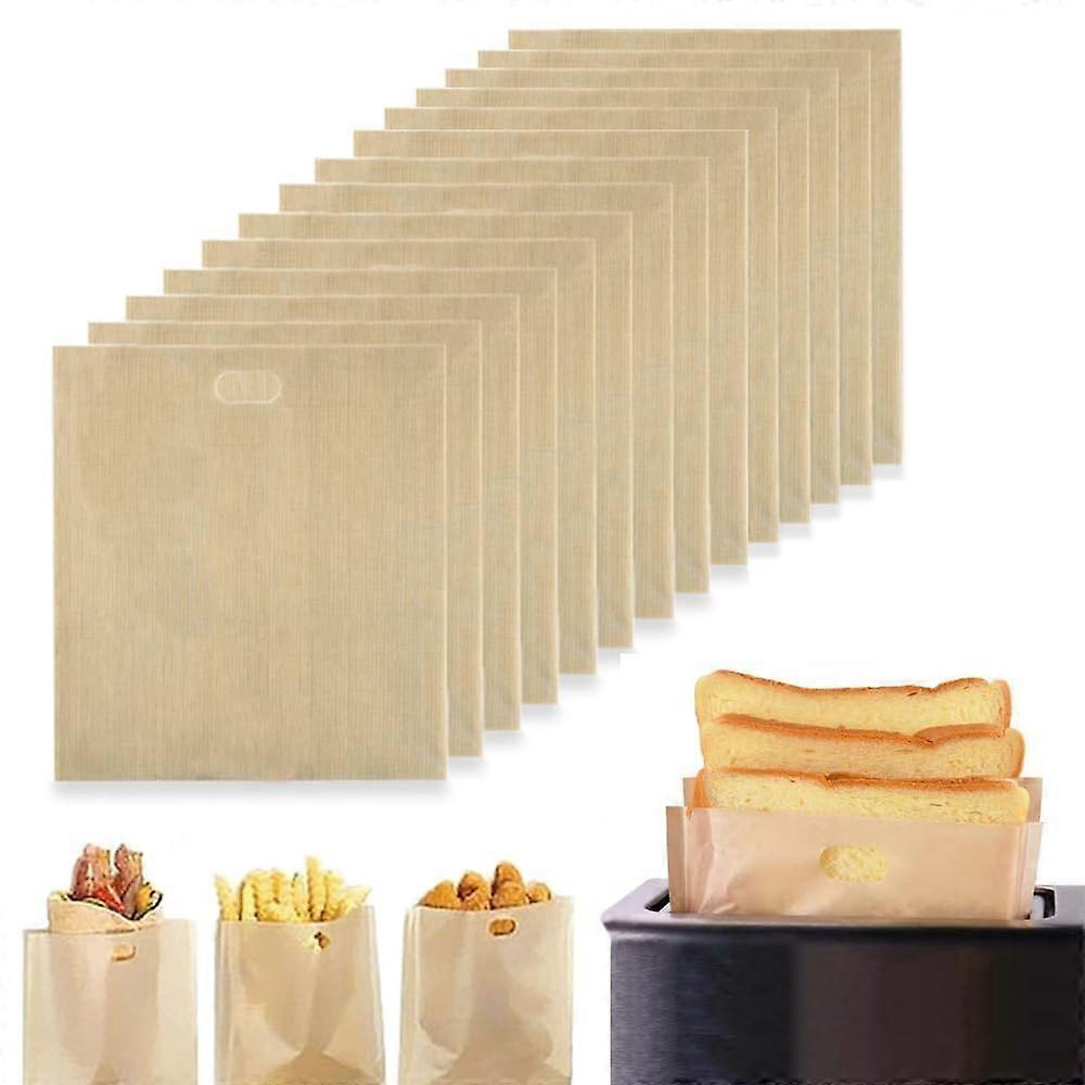 6 Pack Non-Stick Reusable Toaster Bags for Grilled Cheese, Panini, and Snack Heating, Dishwasher Safe, 6 x 7 Inches