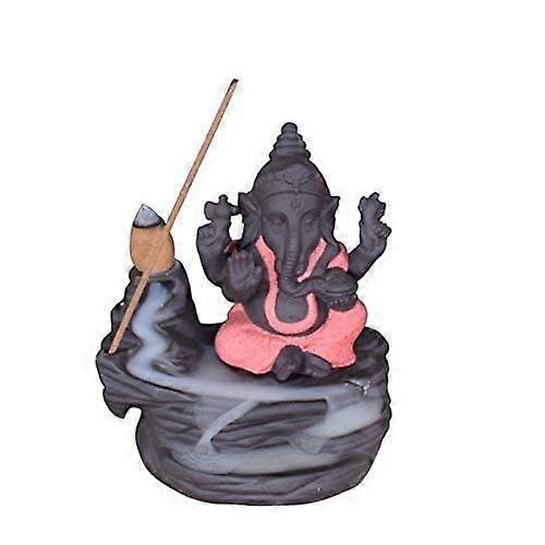 Incense Holder Handmade Backflow Burner Statue Cone Incense Ganesh Red Diamond Decor