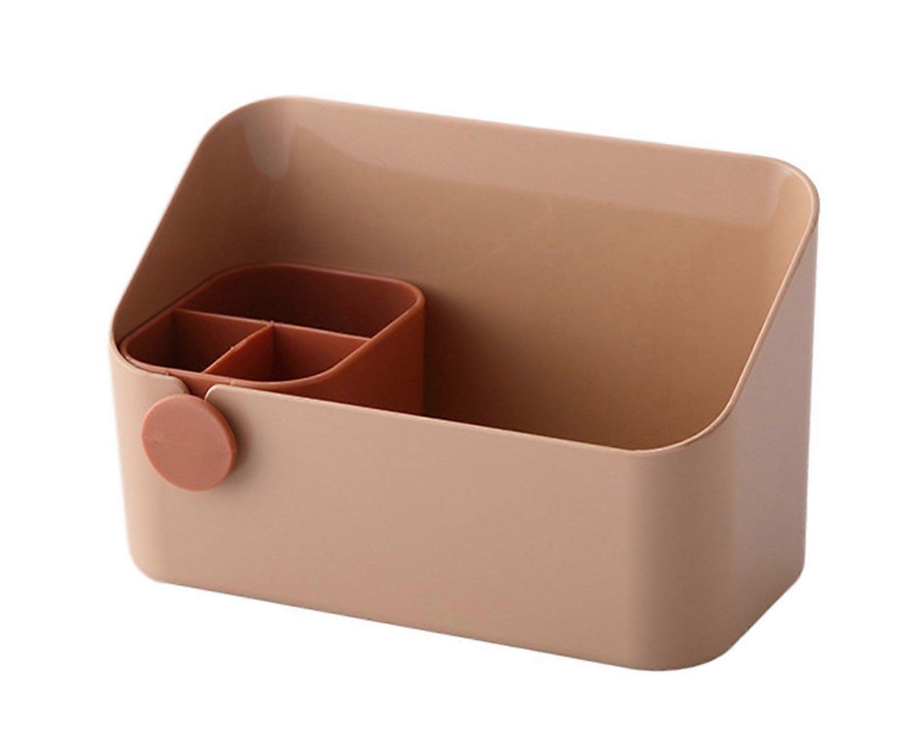 Stylish Pink Cosmetic Organizer - Space-Saving Plastic Storage Box with Large Capacity & Compartment Design