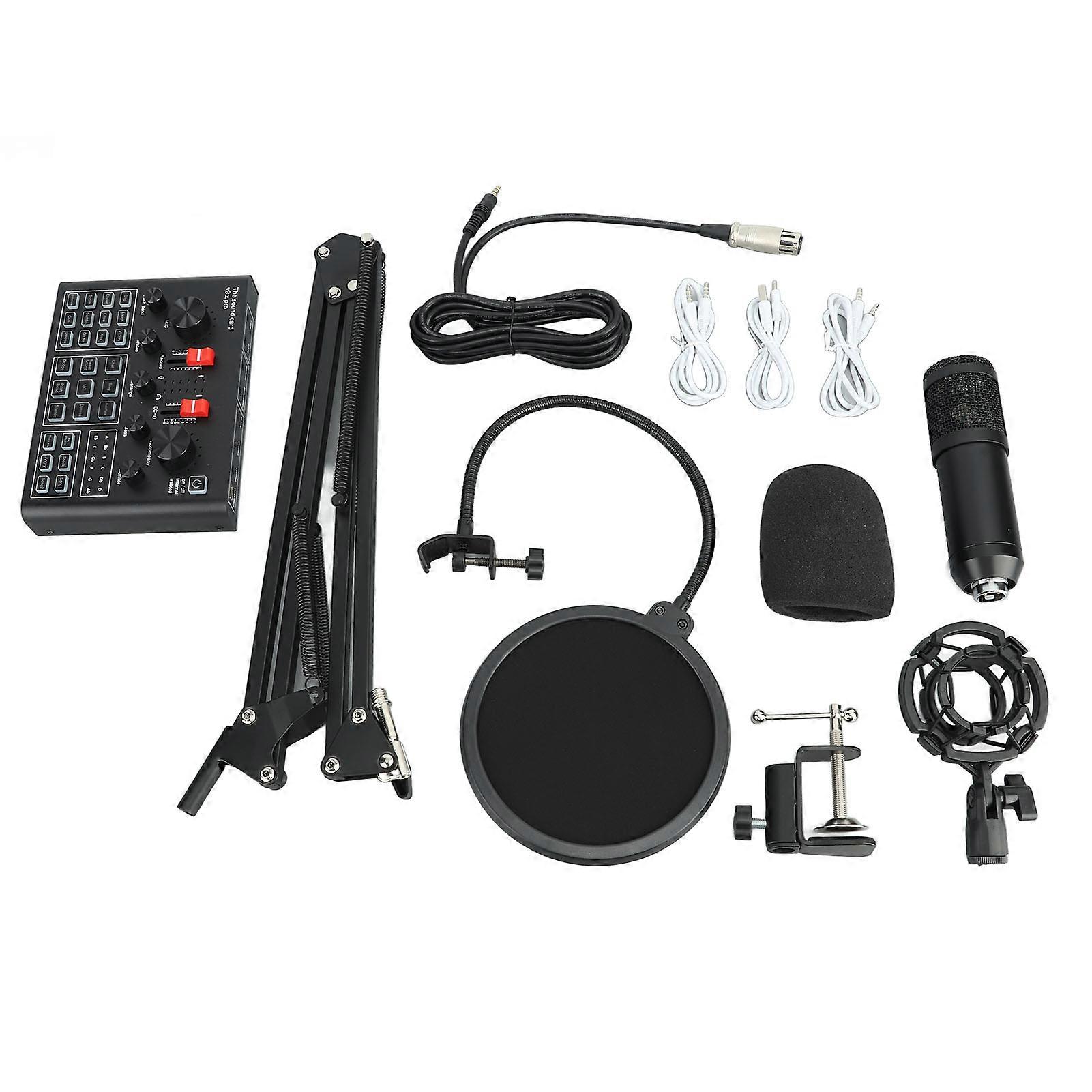 Podcast Equipment Bundle Noise Reduction Stable Recording Studio Package Sound Card Mixer for Livestreaming