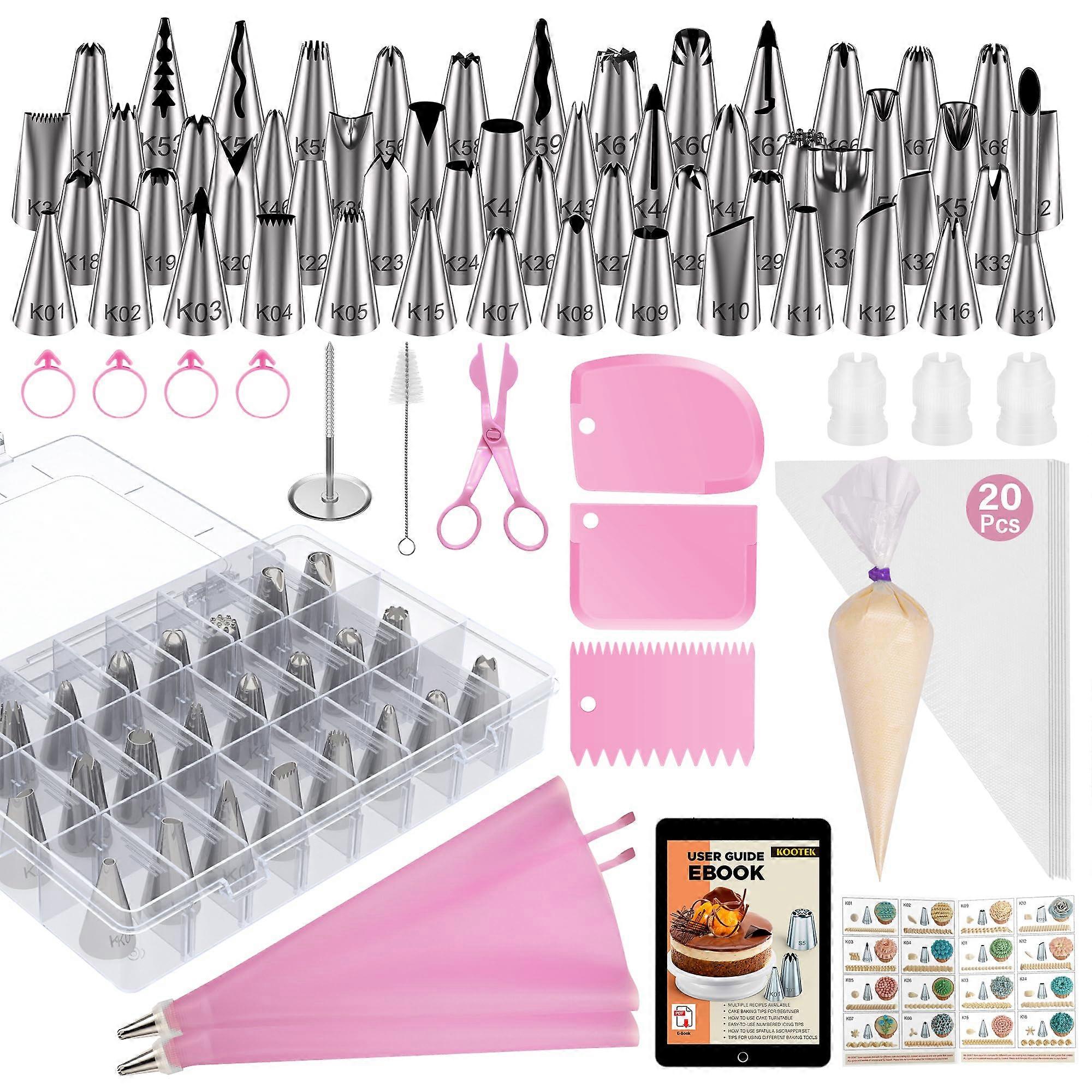 90 Piece Cream Bag and Pastry Tip Set for Cake Decorating with 55 Piping Nozzles, Reusable Baking Tools
