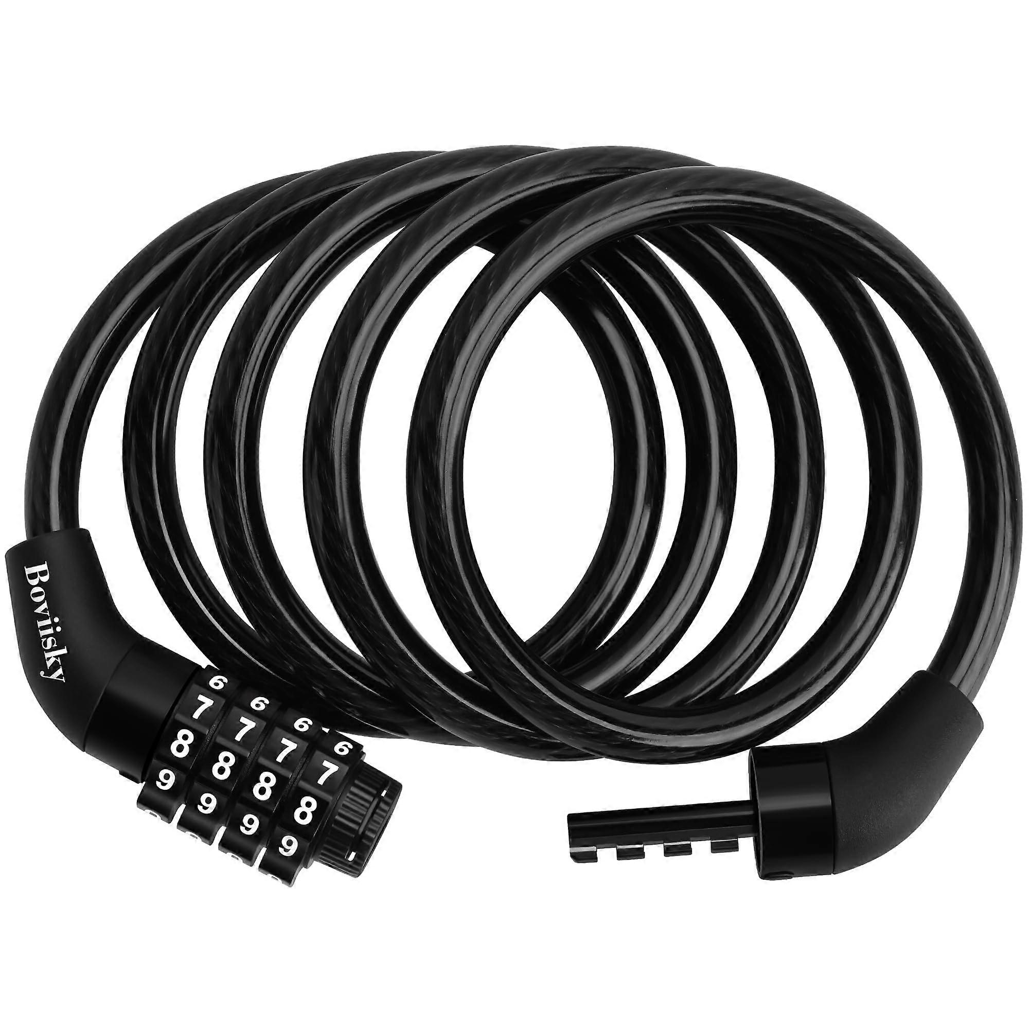 Bike Cable Lock 4-Digit Combination 4ft Long Vinyl-Coated Anti-Theft Lock for Bicycle Scooter 5/16 in Diameter