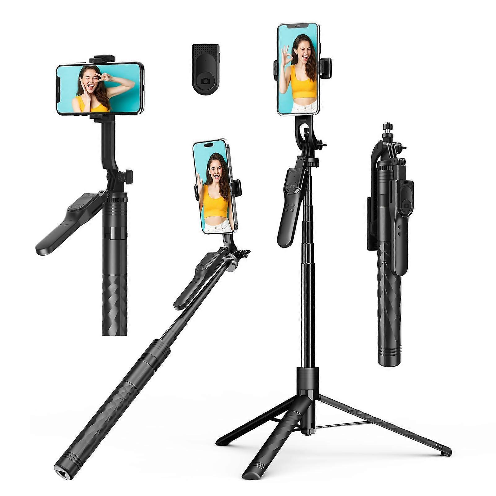 68.9" Extendable Tripod for Cell Phone, Compatible with iPhone and Android, Includes Remote for Selfie Capture and Recording