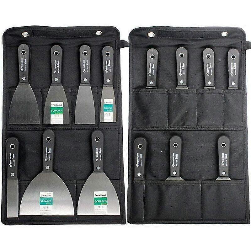 Spatula Set Putty Knife Set of 7 Scratch and Putty Knife Set, Durable Plastic Handle with a Portable Canvas Storage Tool Bag