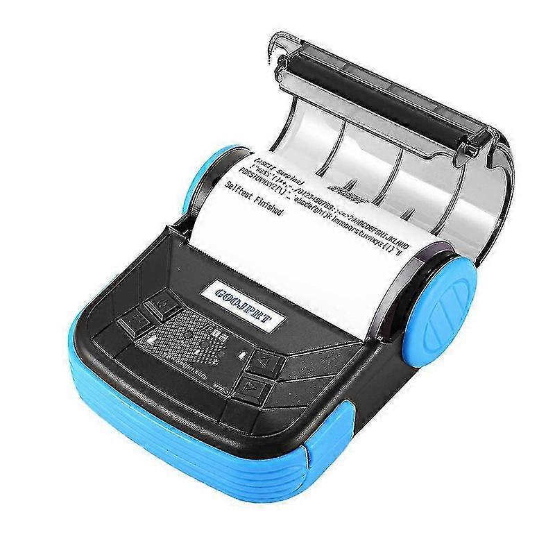 -3 80mm Bluetooth 2.0 Mini Thermal Printer Exquisite Design Portable Receipt Printer For Android I--black  blue