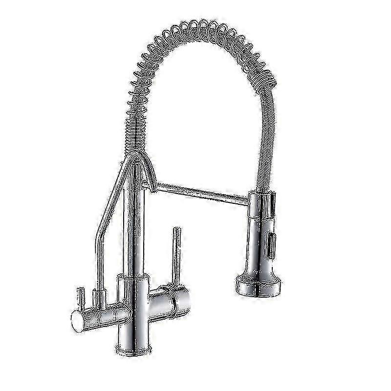 Robinets de cuisine commerciale avec pull down sprayer acier inoxydable poignée simple pivoter deux têtes évier de cuisine Robinet Brossé Nickel