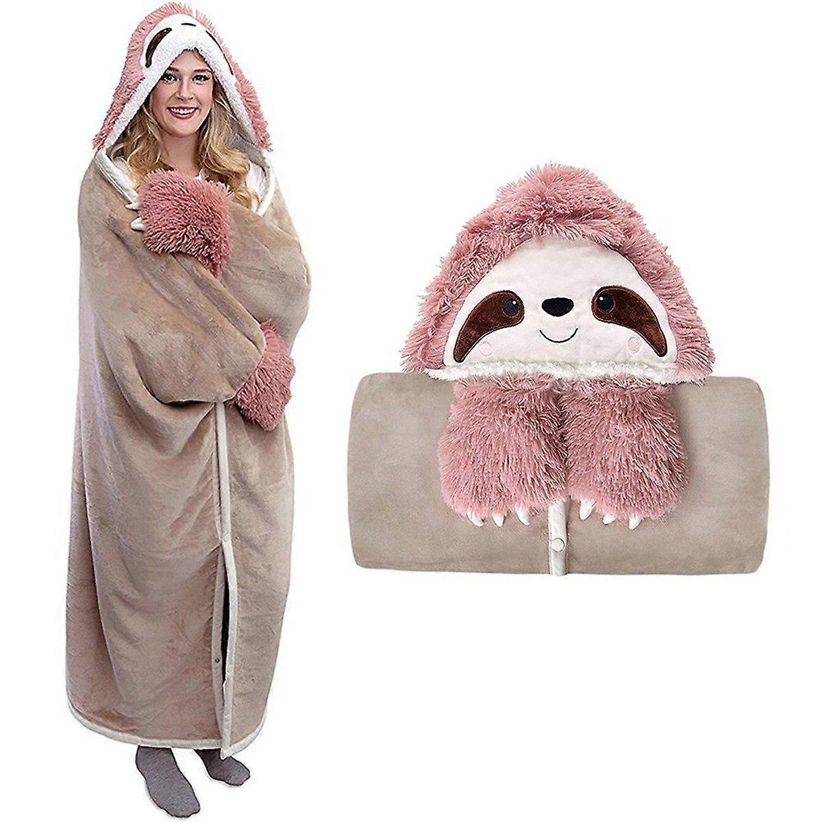 Cobertor aconchegante para preguiça com mangas macias e capuz para o máximo conforto e calor.