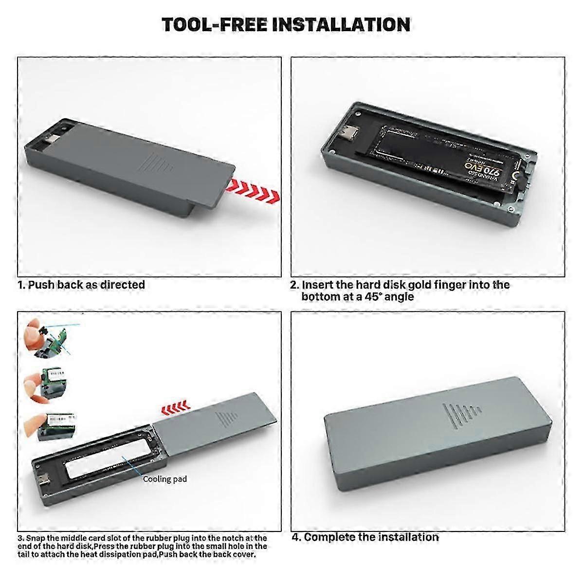 Smart M.2 NVMe / SATA SSD Enclosure, USB 3.2 Gen 2 10Gbps, External M2 Adapter Case Support M-Key B