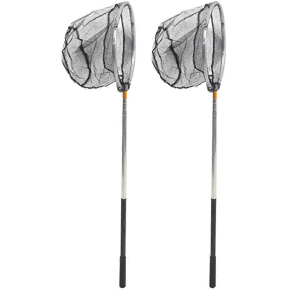 2Pcs Fishing Landing Net Retractable Pole Landing Net Stainless Steel Fish Net Portable Fishing Land Net