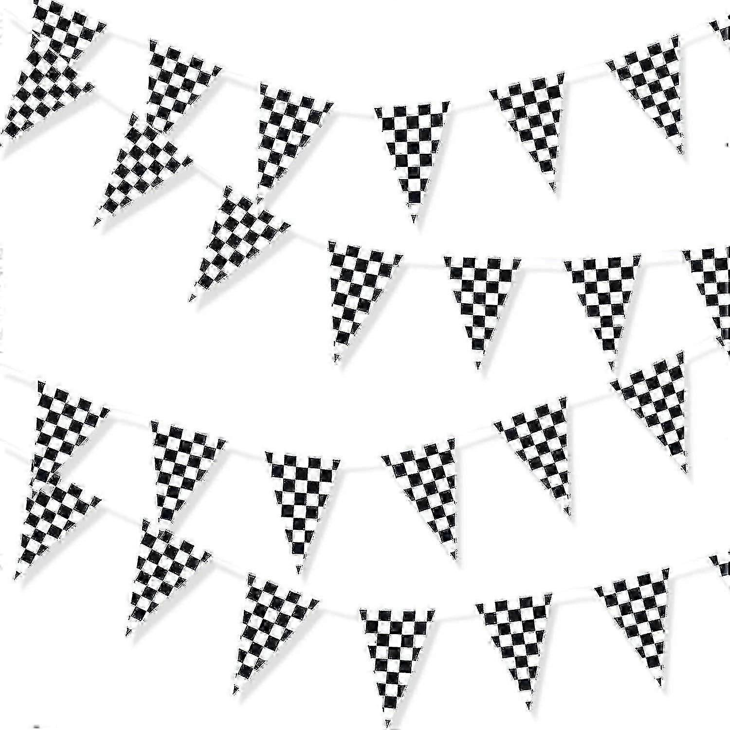 30-metrowy czarno-biały proporczyk w kratkę Flagi do dekoracji imprez wyścigowych XXF F54 Style Wiszące girlandy