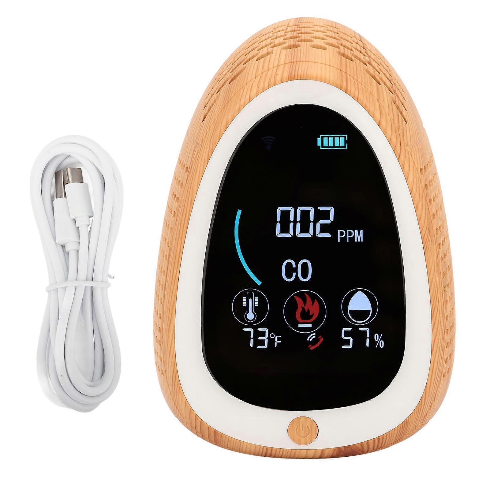 Air Quality Detector Temperature Humidity Alarm Monitor for Indoor DC 5V 2A Built in Battery