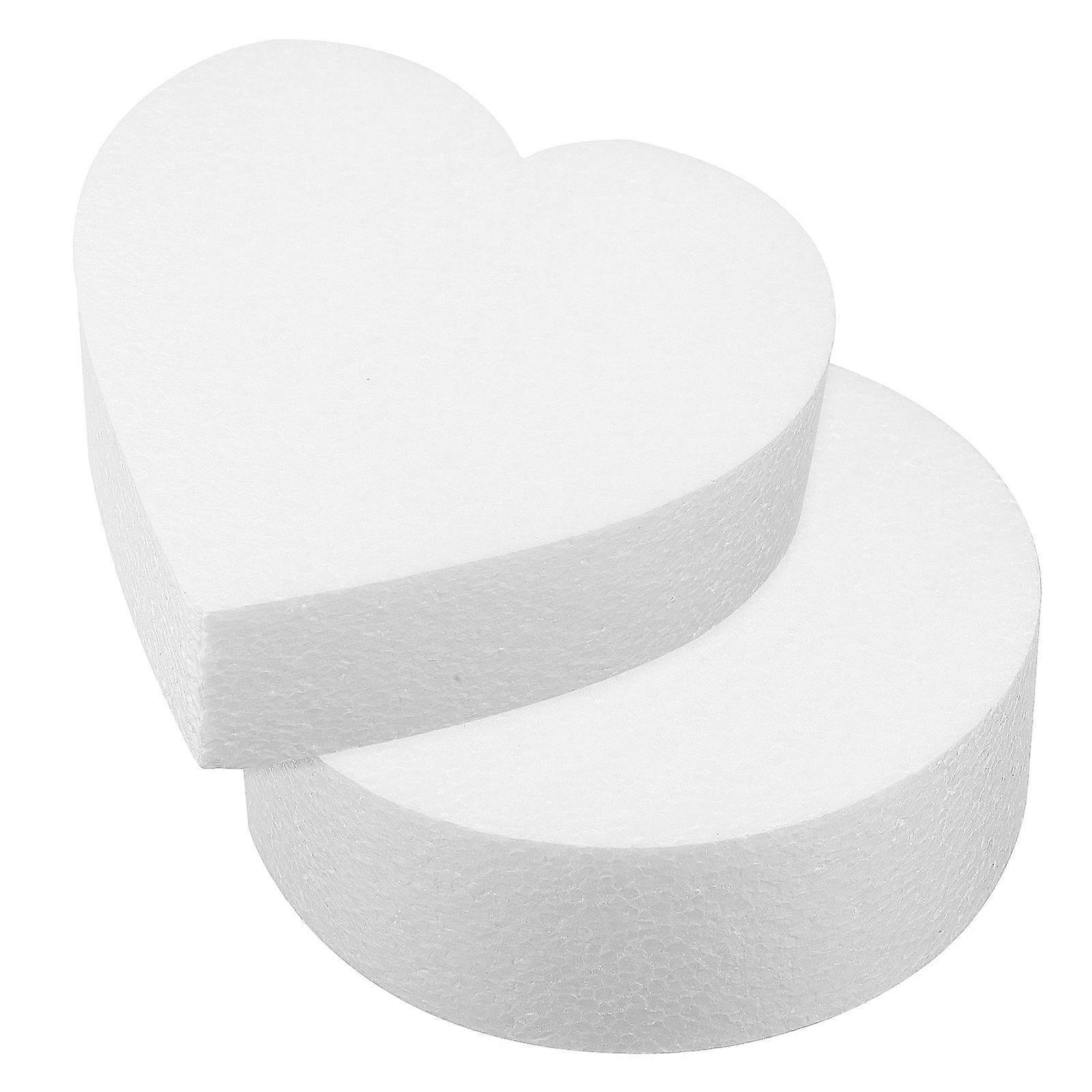 Heart & Round Foam Cake Dummies 2pcs Lightweight Models for Decorating, Baking Practice, Weddings, Events & Display