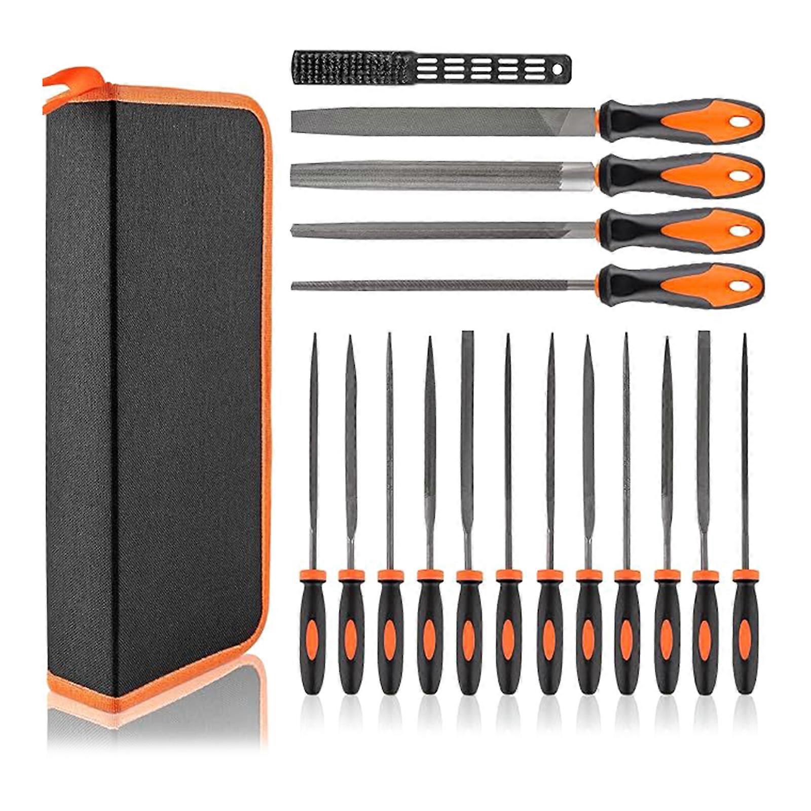 17pcs Metal File Set Comprehensive with Half Wheelers Angle Round Flat & Needle Files for Wood & Plastic project