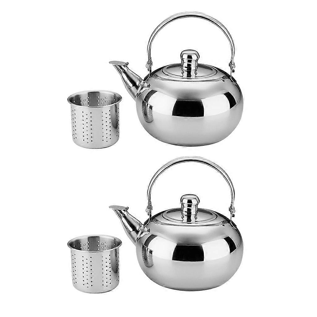 2x 茶葉フィルター付きステンレス鋼製コーヒーポット、1.6 L