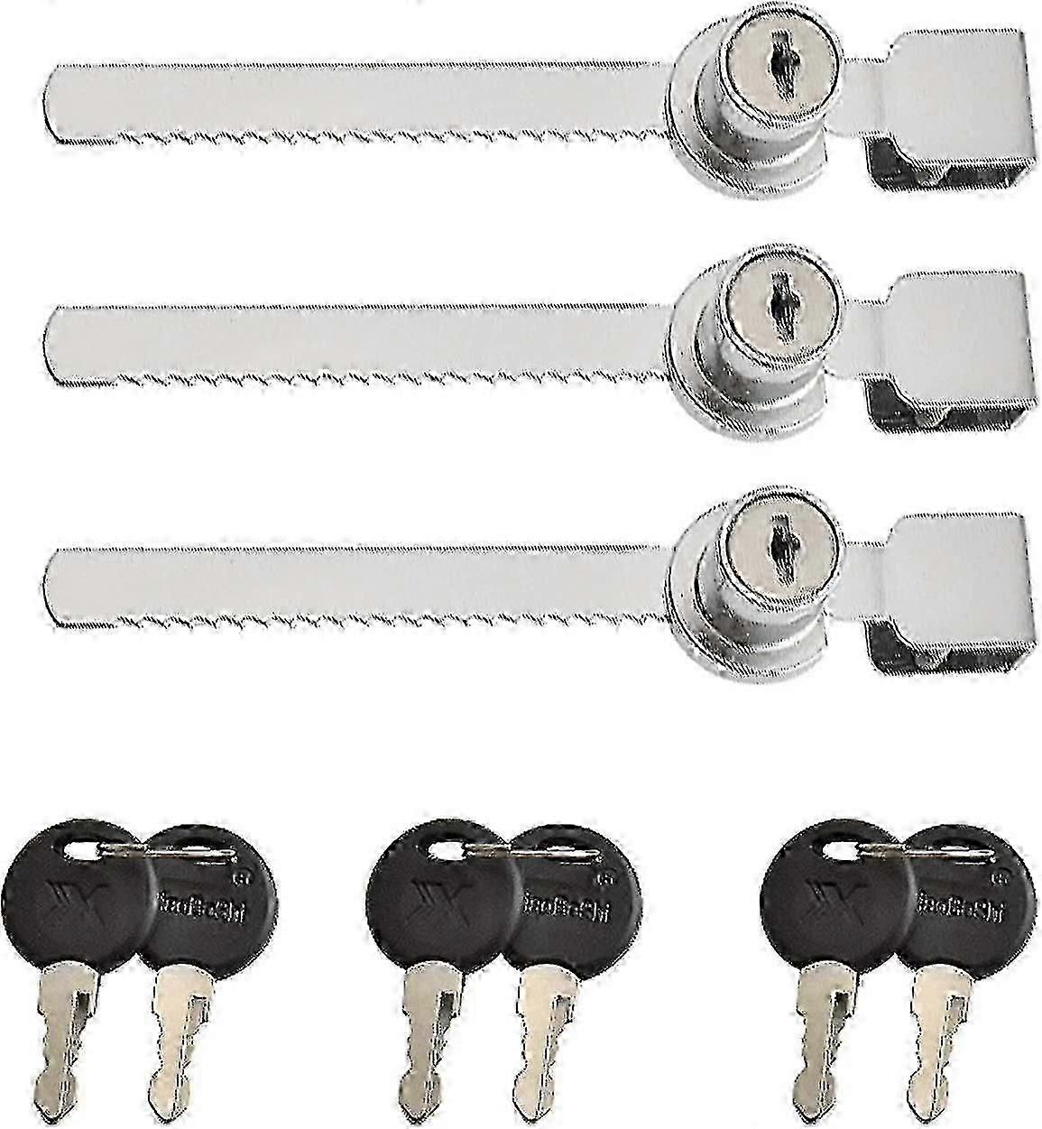 3 Pieces Terrarium Display Cabinet Sliding Glass Door Lock, Sliding Glass Door Latches, Cam Locks, Mailbox Drawer Cupboard Lock With 6 Keys, Zinc Allo
