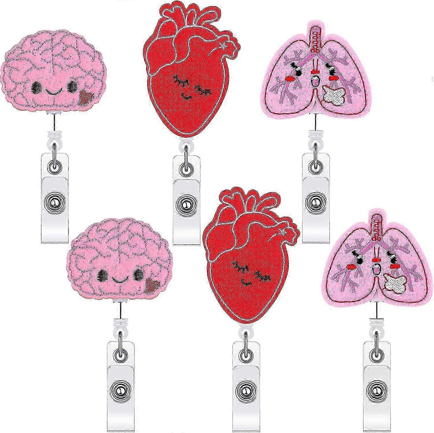 Retractable Badge Reel Holder Ideal for Nurses with Clip, Suitable for Heart and Lung Badge Tags with Felt Design