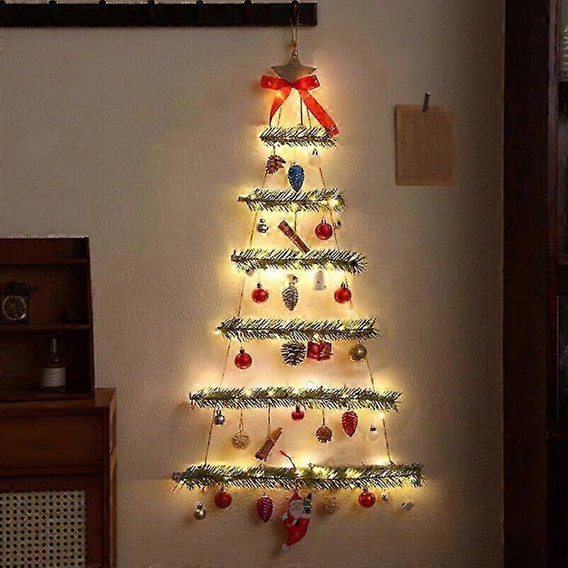 2025 Wandmontierter Weihnachtszweig Baum mit LED-Lichtern - DIY Wand Weihnachten Zweig Baum