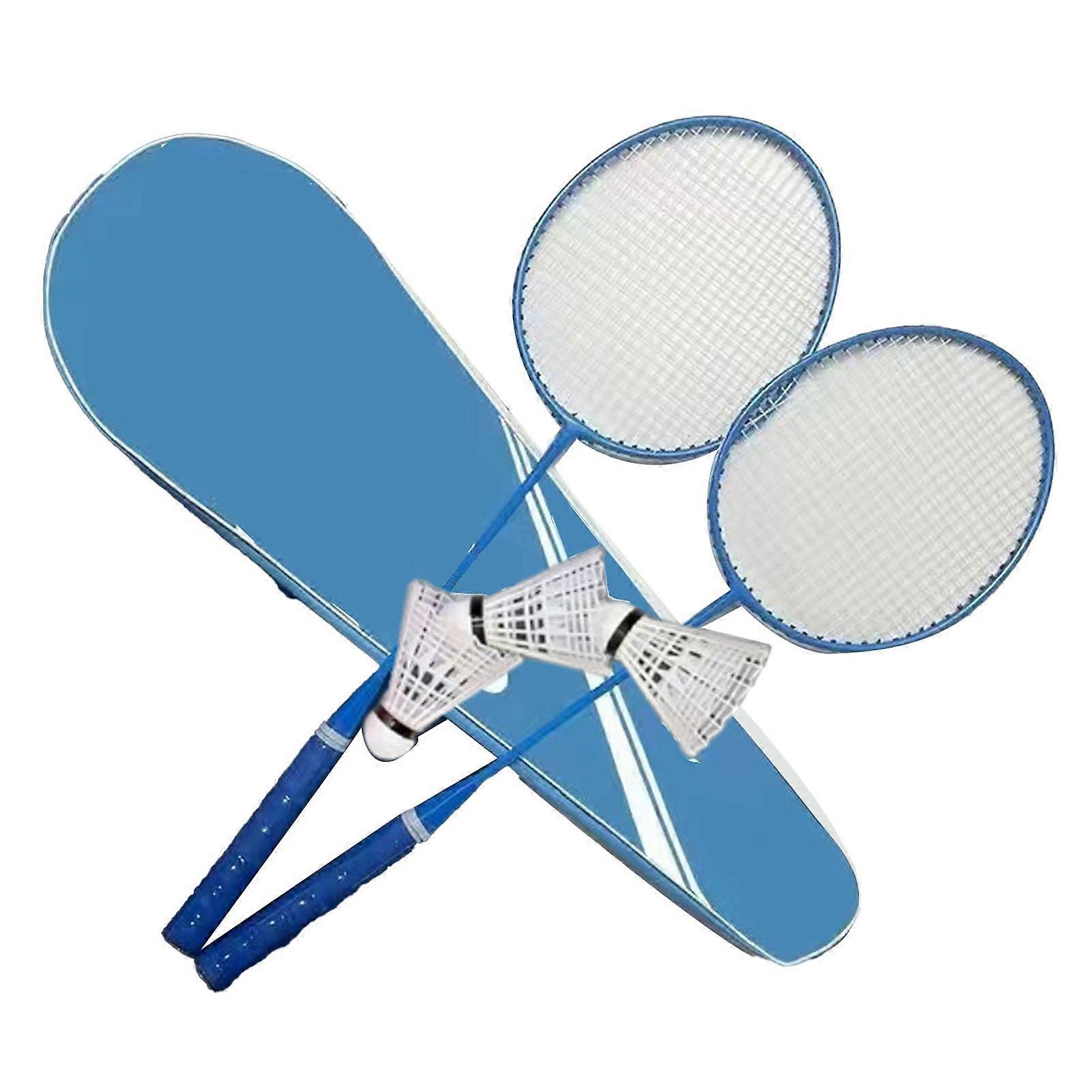 2part badminton racket set, light, with 2 rackets, 3 shuttlecocks and carrying bag for adults, teenagers, outdoor backyard games sky blue